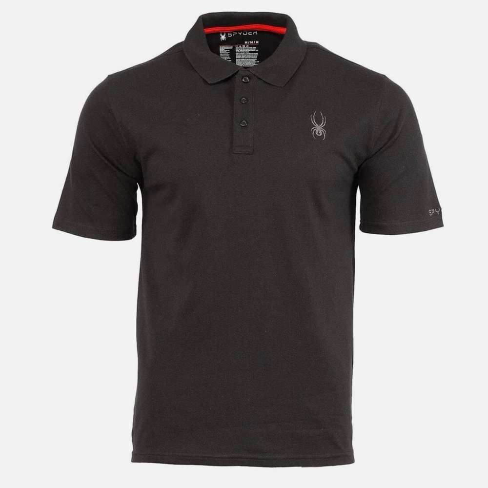 Spyder Men’s Polo Shirt Black Large NWT Cotton Blend Short Sleeve